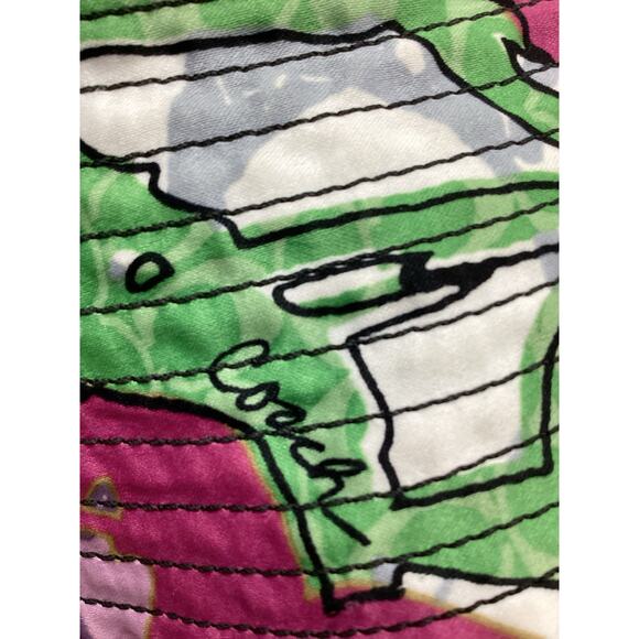 Coach Hat Women’s 1 Size Bucket Style Reversible Flower Print Black Green Pink - Picture 4 of 7